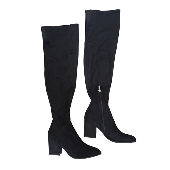 NEW Marc Fisher Black Faux Suede Over-The-Knee Boots Narrow Calf - Picture 4 of 15